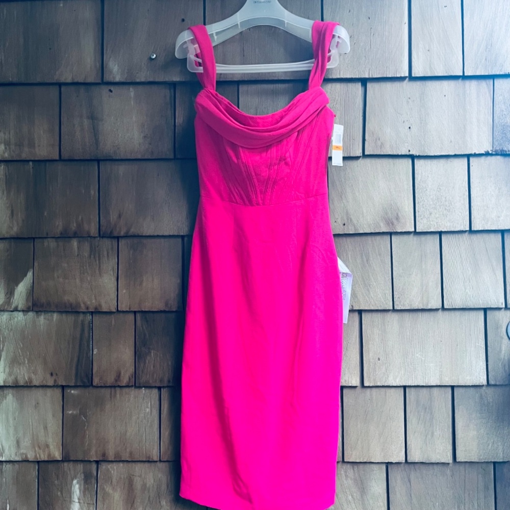 Dress the Population Vickie Bodycon Midi Dress Drape Off-the-shoulder Size S - Picture 4 of 16